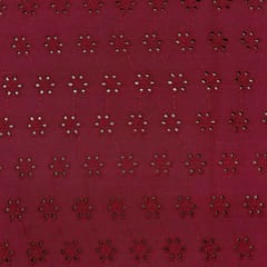 Maroon Embroidered Cotton Hakoba Fabric
