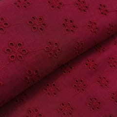 Maroon Embroidered Cotton Hakoba Fabric