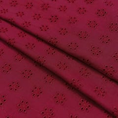 Maroon Embroidered Cotton Hakoba Fabric
