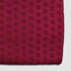 Maroon Embroidered Cotton Hakoba Fabric