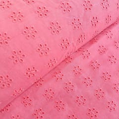 Tomato Shade Embroidered Cotton Hakoba Fabric