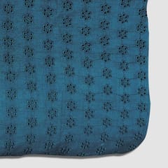 Peacock Blue Embroidered Cotton Hakoba Fabric