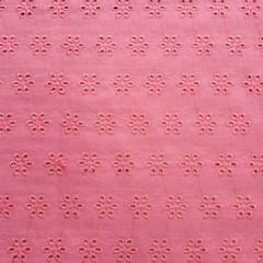 Tomato Shade Embroidered Cotton Hakoba Fabric