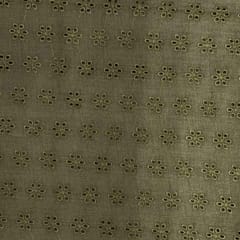 Olive Green Embroidered Cotton Hakoba Fabric
