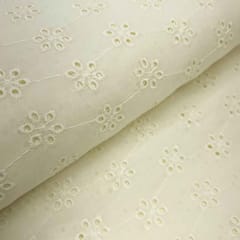 Off White Embroidered Cotton Hakoba Fabric