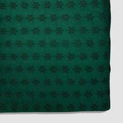 Dark Green Embroidered Cotton Hakoba Fabric