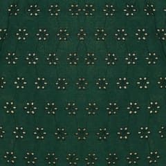 Dark Green Embroidered Cotton Hakoba Fabric