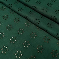 Dark Green Embroidered Cotton Hakoba Fabric
