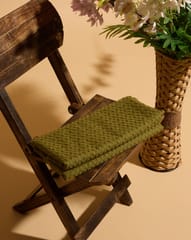 Olive Green Embroidered Cotton Hakoba Fabric