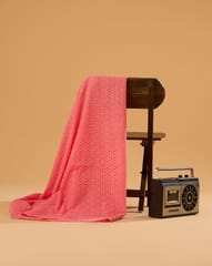 Tomato Pink Shade Embroidered Cotton Hakoba Fabric