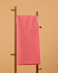 Tomato Pink Shade Embroidered Cotton Hakoba Fabric