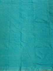 Firozi Colour Cotton Lakhnavi Embroidered Fabric