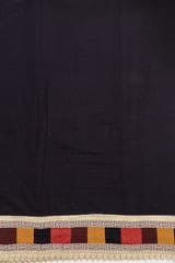 Black Color Cotton Chikan Embroidered Fabric