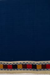 Blue Color Cotton Chikan Embroidered Fabric