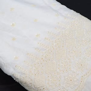 Dyeable Viscose Chanderi Embroidered Fabric