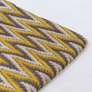 Beige n Brown Color Modal Satin Printed Fabric