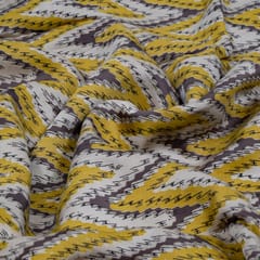 Beige n Brown Color Modal Satin Printed Fabric