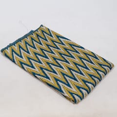 Beige n Blue Color Modal Satin Printed Fabric