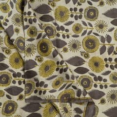 Beige n Brown Color Modal Satin Printed Fabric