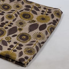 Beige n Brown Color Modal Satin Printed Fabric