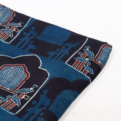 Blue Color Modal Satin Printed Fabric