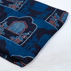 Blue Color Modal Satin Printed Fabric