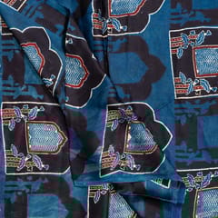 Blue Color Modal Satin Printed Fabric