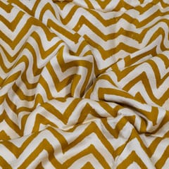 Mustard Color Modal Satin Printed Fabric