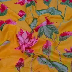 Mustard Color Cambric Cotton Printed Fabric
