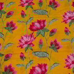 Mustard Color Cambric Cotton Printed Fabric