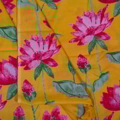 Mustard Color Cambric Cotton Printed Fabric