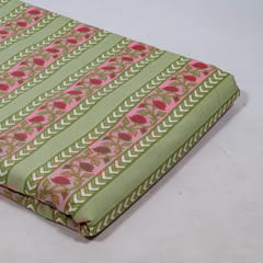 Green Color Cambric Cotton Printed Fabric