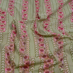 Green Color Cambric Cotton Printed Fabric