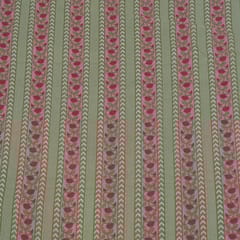 Green Color Cambric Cotton Printed Fabric