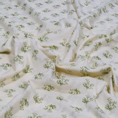 White Color Cambric Cotton Printed Fabric