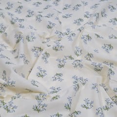 White Color Cambric Cotton Printed Fabric