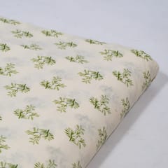 White Color Cambric Cotton Printed Fabric