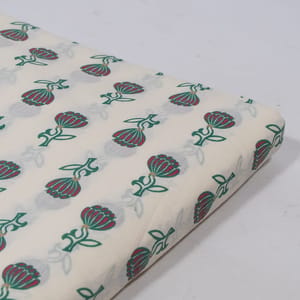 White Color Cambric Cotton Printed Fabric