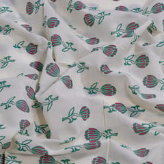 White Color Cambric Cotton Printed Fabric