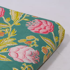 Green Color Cambric Cotton Printed Fabric