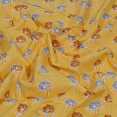 Yellow Color Cambric Cotton Printed Fabric