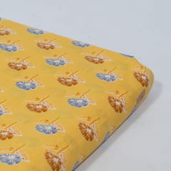 Yellow Color Cambric Cotton Printed Fabric