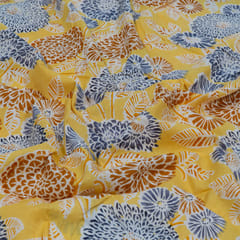 Yellow Color Cambric Cotton Printed Fabric