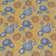 Yellow Color Cambric Cotton Printed Fabric