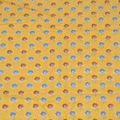 Yellow Color Cambric Cotton Printed Fabric