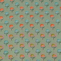 Green Color Cambric Cotton Printed Fabric