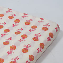White Color Cambric Cotton Printed Fabric