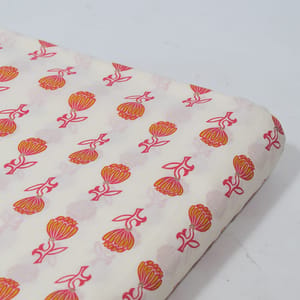 White Color Cambric Cotton Printed Fabric