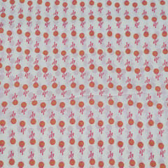 White Color Cambric Cotton Printed Fabric