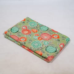 Green Color Cambric Cotton Printed Fabric